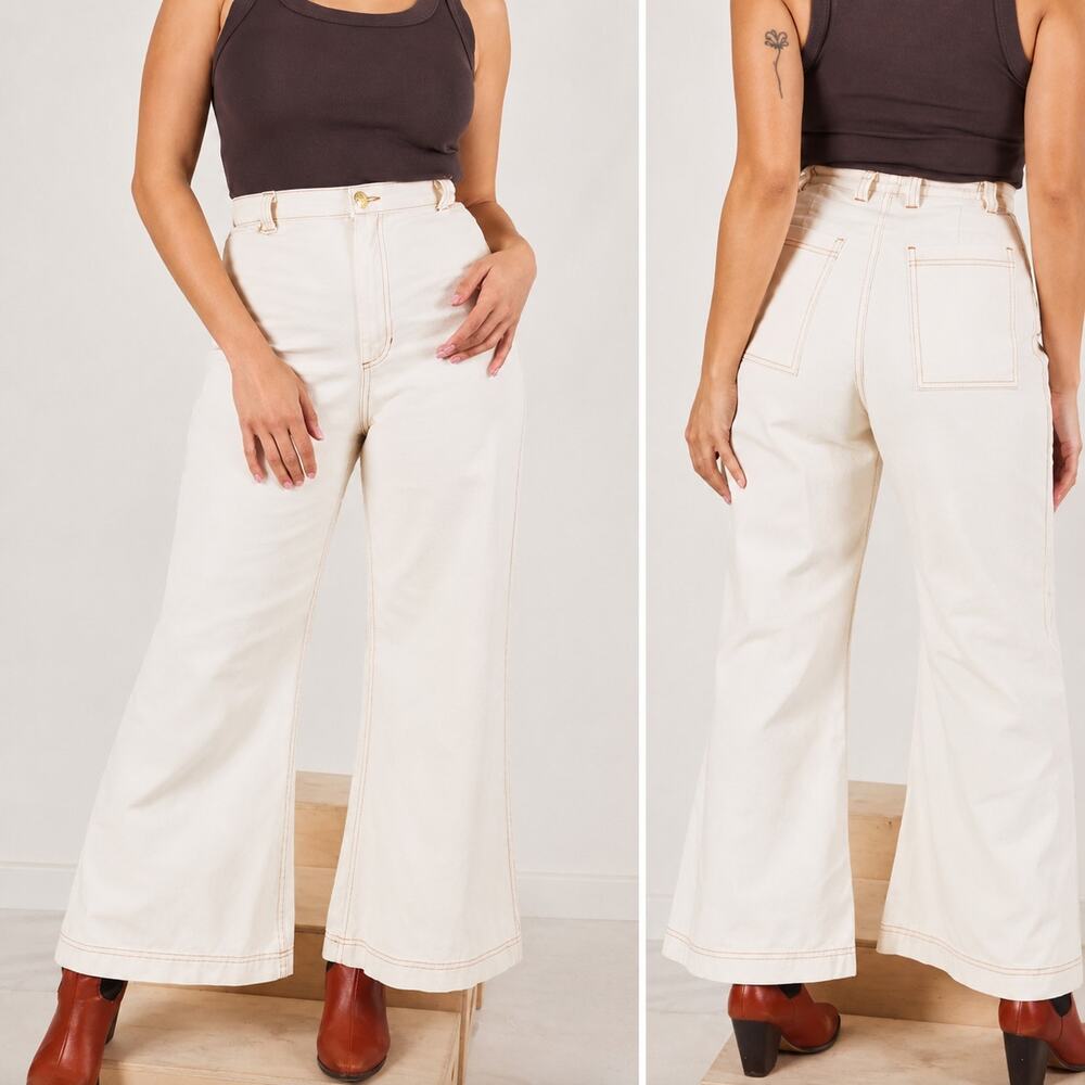 Big Bud Press Cream High-Rise Wide-Leg Bootcut Jeans